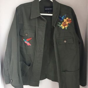 Plus size jacket with embroidered details